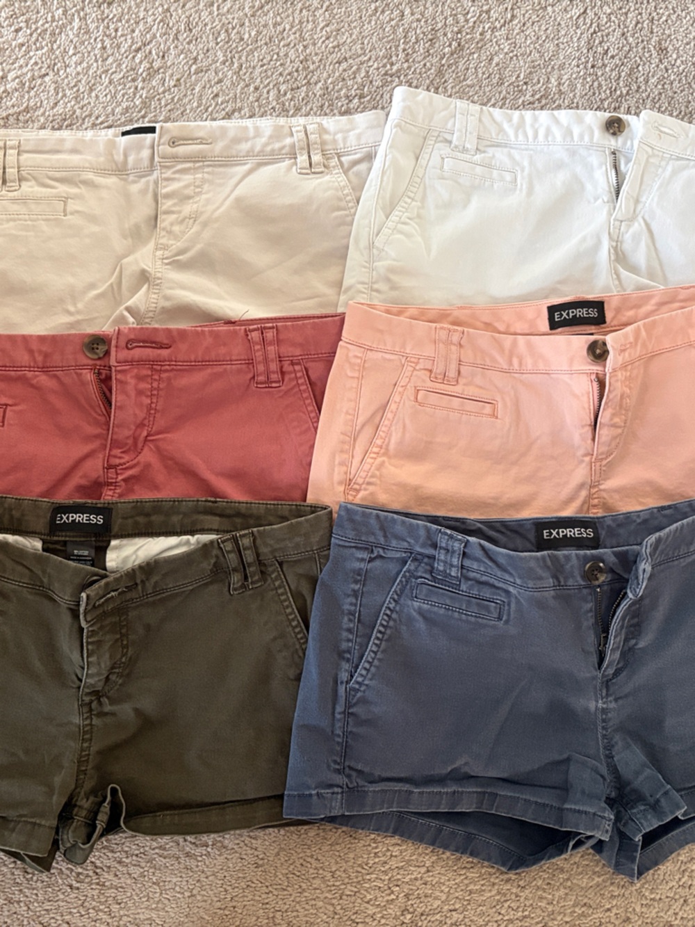 Express Women's Shorts - Olive, Coral, Cream, Blue, Pink, White